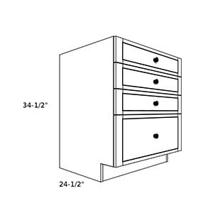 4DB12----12" wide Base 4 Drawer Cabinet