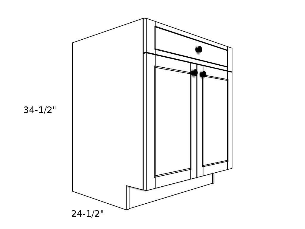 B24D1----24 in. wide Base 2 Doors 1 Drawer Cabinet