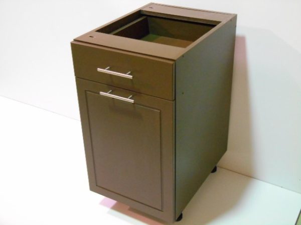 B21D1-DTPO----21" wide Base 1 Door 1 Drawer w/ Double Trash Pullout Cabinet
